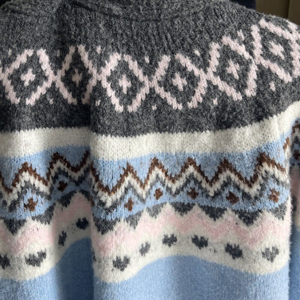 pilcro Fair Isle Oversized sweater anthropologie Blue One Size - Picture 7 of 10